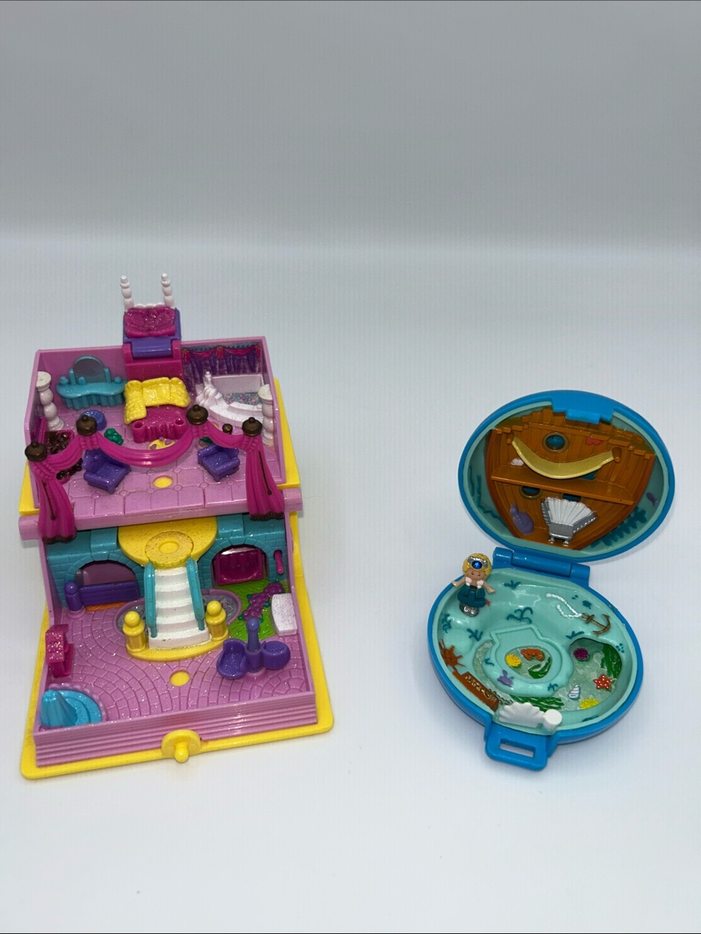 Vintage 1990’s Polly Pocket Jeweled Sea & Princess Palace Lot One Polly Figure